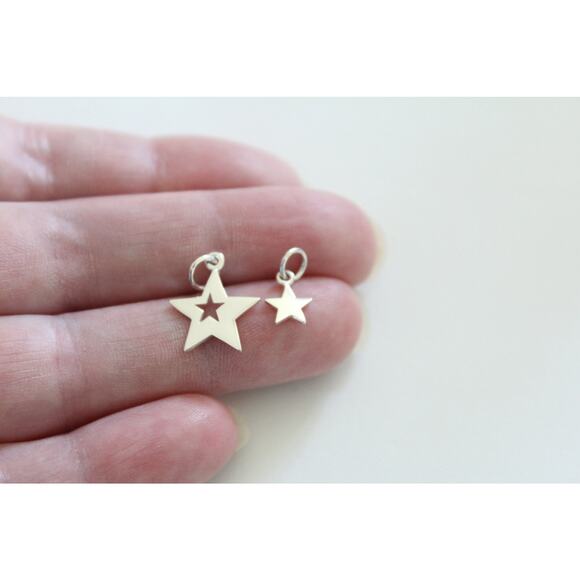 Sterling Silver Mother Daughter Star Charm, Mother Daughter Necklace Set - Picture 2 of 5